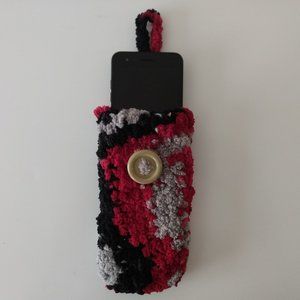 Serenity and Luxe Black, Gray & Red Crochet Phone Case - BRANDNEW SOFT & DURABLE